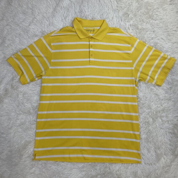 Nike Golf Dri Fit Large. Yellow With White Stripes. Great Condition! - Picture 1 of 12